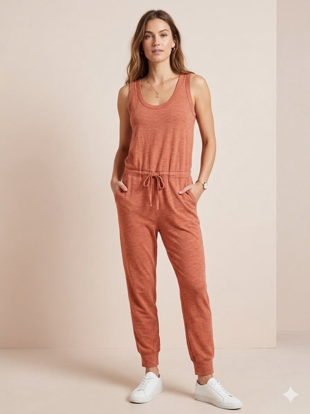 Joe Fresh Sleeveless Jumpsuit in Rust